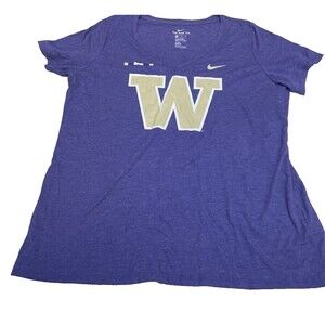 Nike Women Washington Huskies Purple Gold Short Sleeve V-Neck T-Shirt Women's XL